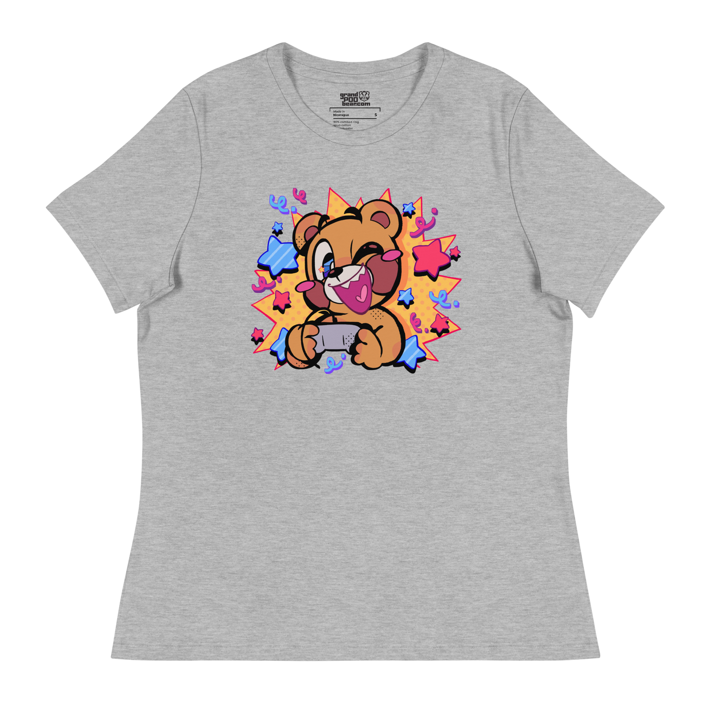 Entspanntes T-Shirt für Damen mit Comic-Pop-Gamer-Motiv