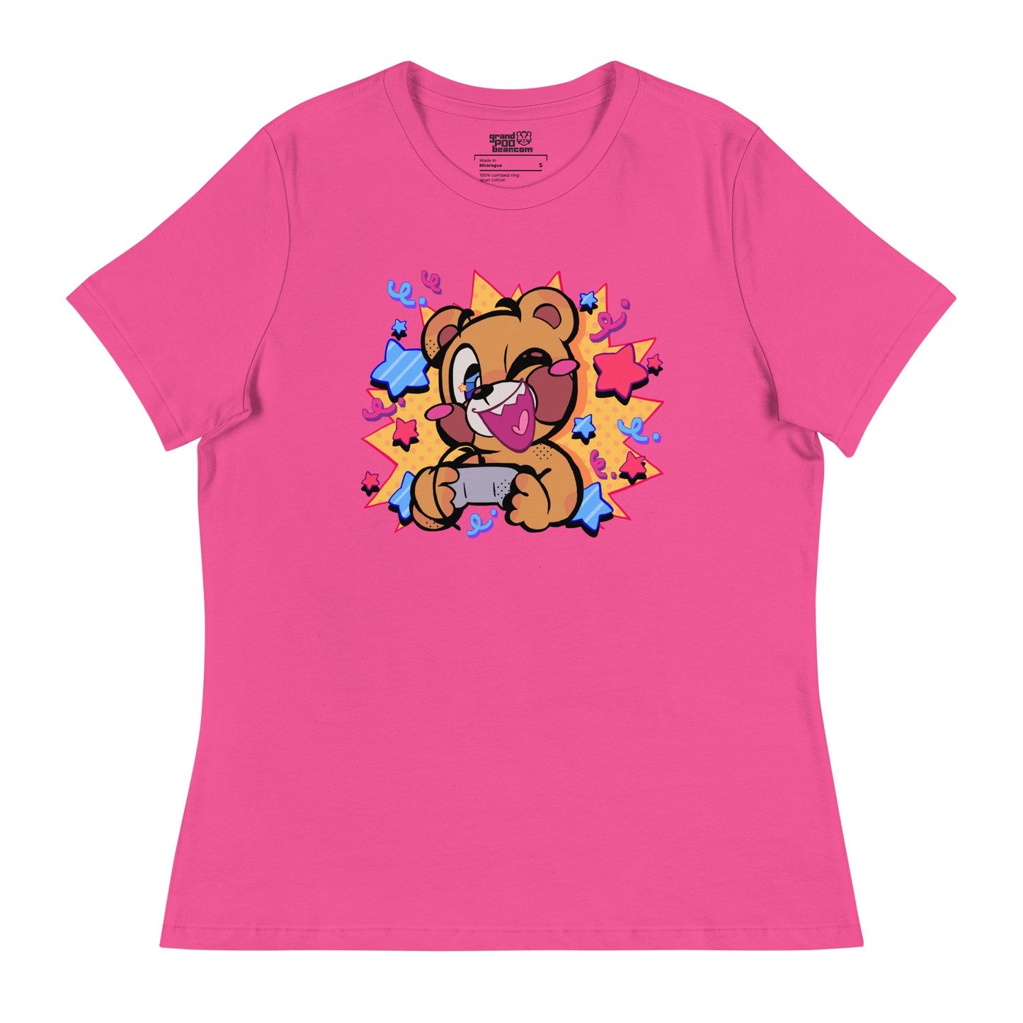 Entspanntes T-Shirt für Damen mit Comic-Pop-Gamer-Motiv