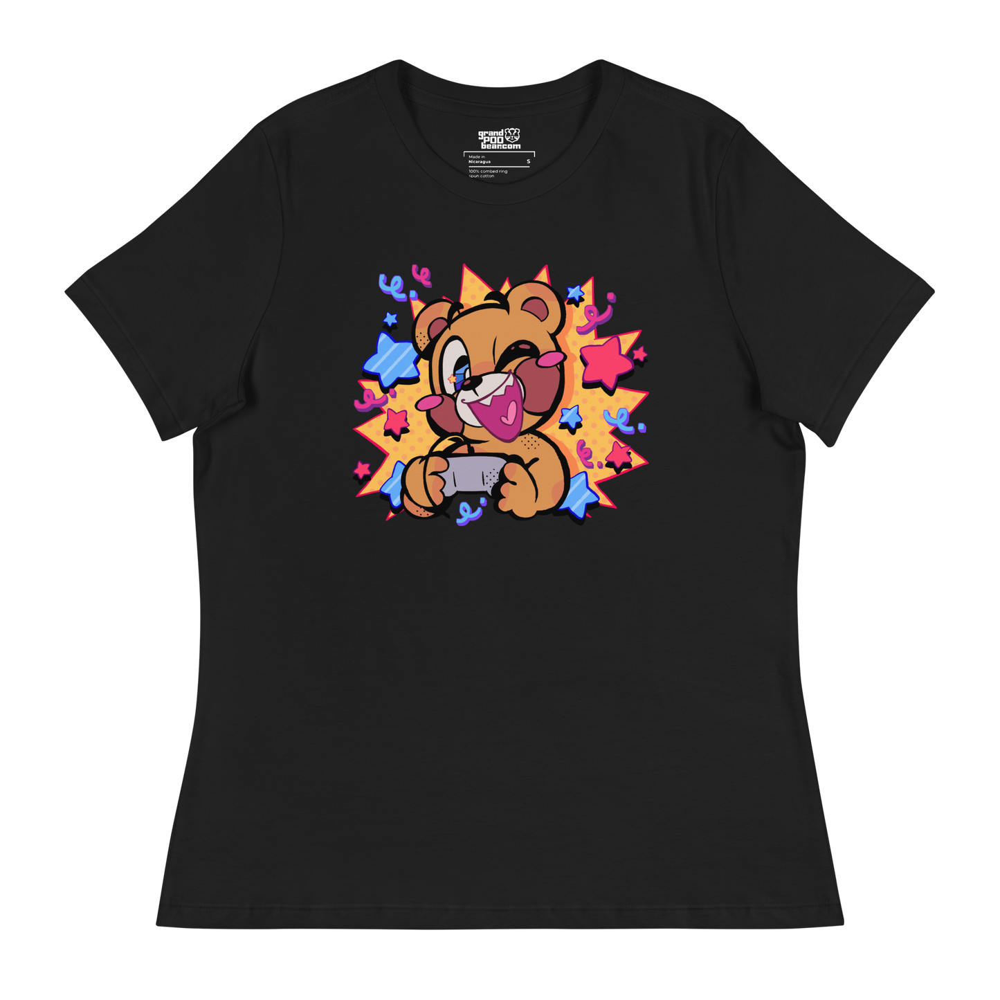 Entspanntes T-Shirt für Damen mit Comic-Pop-Gamer-Motiv