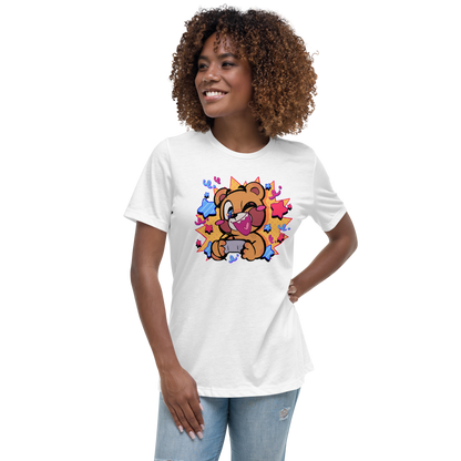 Entspanntes T-Shirt für Damen mit Comic-Pop-Gamer-Motiv